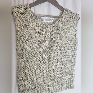 Renuar Blouse Green Beige Womens Size M Knit Sleeveless
